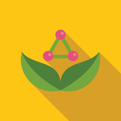 Green chemistry concept icon in flat style with long shadow on a yellow background