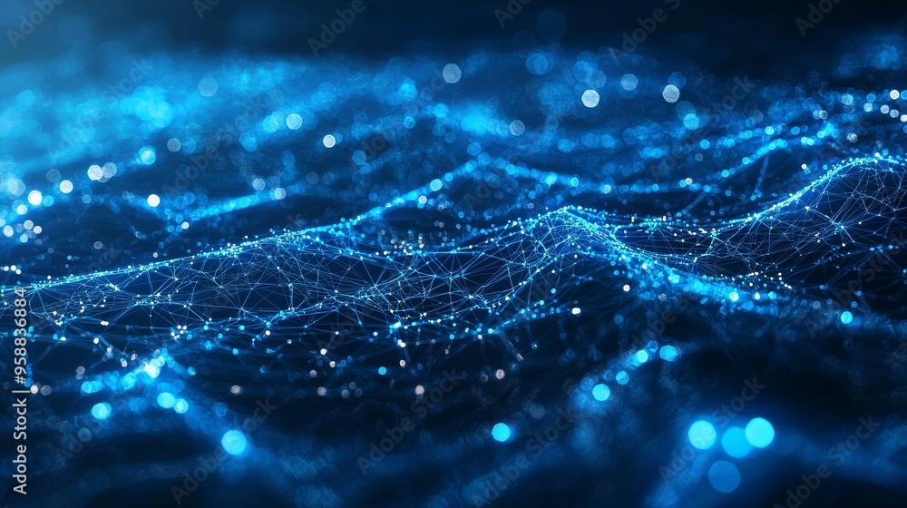 Poster 3d illustration of an ai network plexus technology background