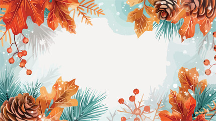 One of Winter Backgrounds with Leaves Cones and Snowflakes