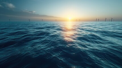 Obraz premium Wind turbines in a coastal area harnessing sea breezes for energy, coastal wind power generation