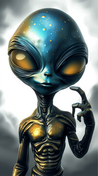 Mysterious humanoid alien with big eyes