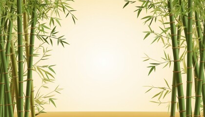 Naklejka premium A serene bamboo forest scene with a soft, glowing background, ideal for relaxation and nature-themed designs.