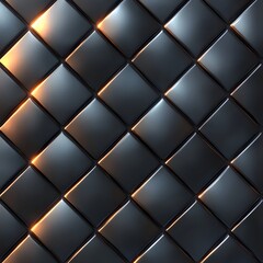 Fototapeta premium A black and white image of a patterned surface with a metallic sheen. The image has a modern and sleek feel to it, with the squares and lines creating a sense of depth and texture