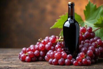 red wine bottle grapes. High quality