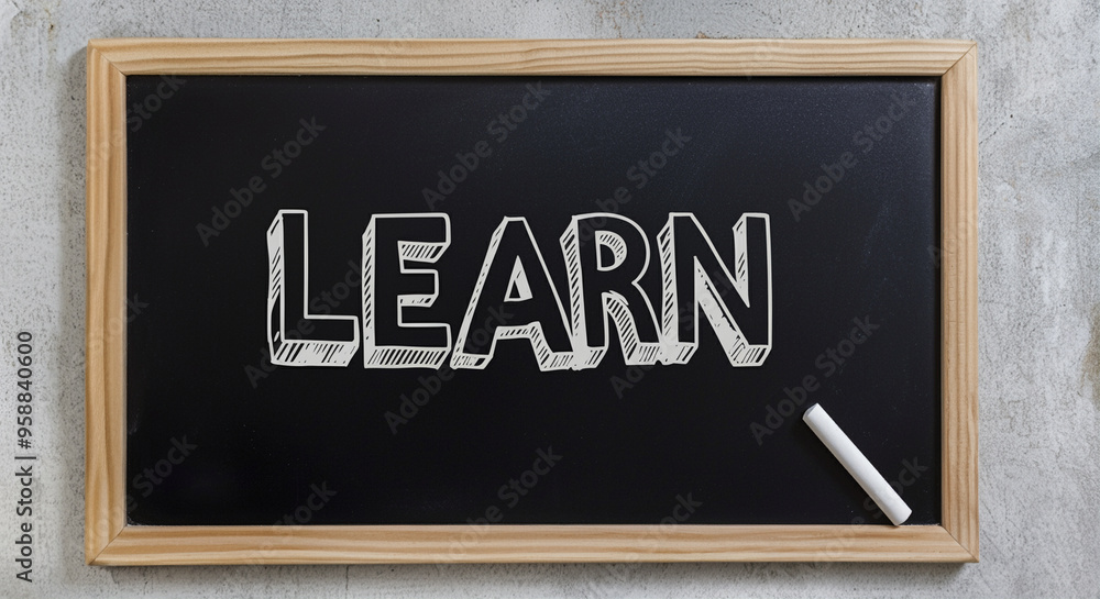 Poster chalkboard with learn message for education and teaching tools