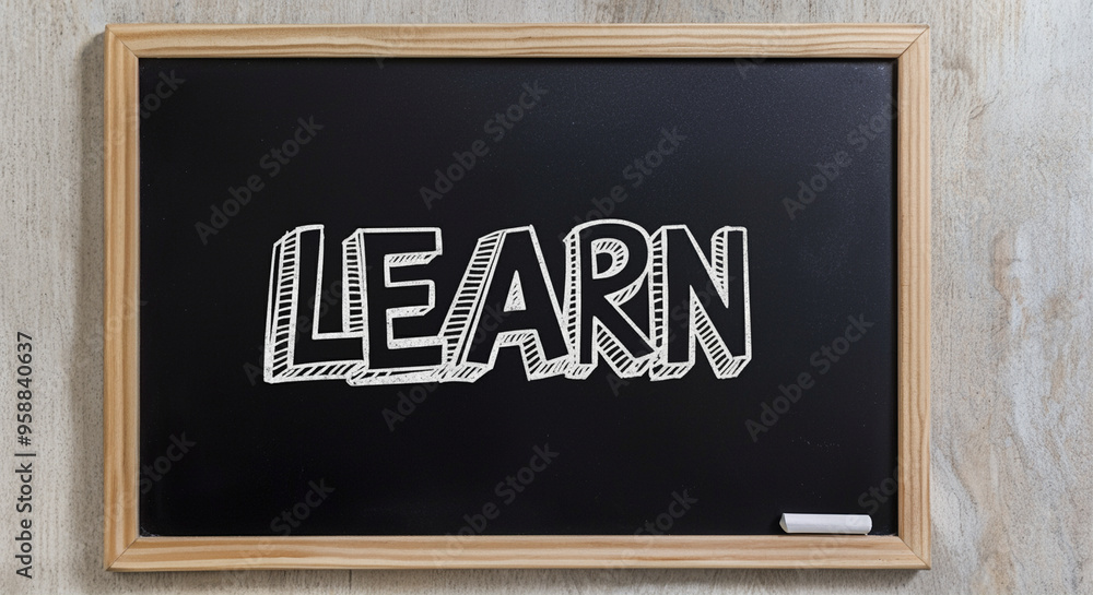 Poster blackboard with learn text for education teaching background chalkboard classroom