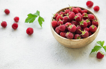 Fresh organic ripe raspberry