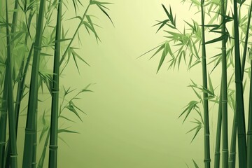 Serene bamboo forest with a soft green background, perfect for conveying tranquility and natural beauty.