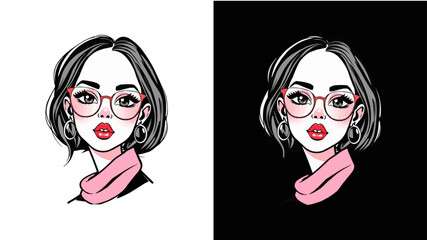 editable Beautiful girl cartoon face illustration. Cute anime gamer girl cartoon mascot logo vector  © Sakib