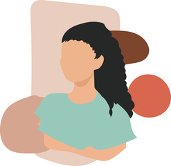 Abstract no face woman illustration on transparent background.
