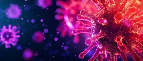 Abstract depiction of life energy in tiny organisms, glowing, colorful, microscopic detail