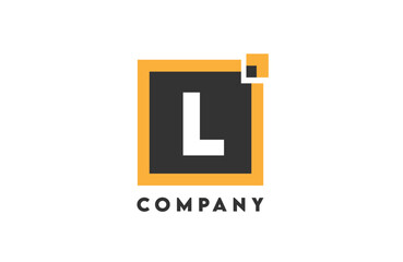 yellow black square L corporate letter alphabet logo icon design suitable for a business or company
