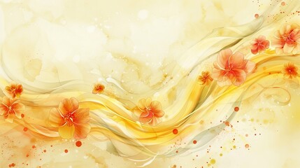 Watercolor banner with beautiful flowers in yellow color scheme.
