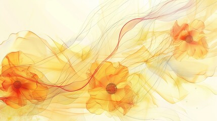 Watercolor banner with beautiful flowers in yellow color scheme.
