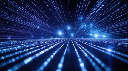 Dynamic abstract background showcasing blue light trails, symbolizing technology and digital innovation in a futuristic setting.