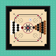 Wooden Carrom Board Game Vector