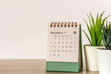 Monthly desk calendar for December 2024 to plan and organize your time.