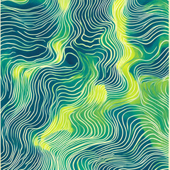 Fototapeta premium A vibrant pattern of abstract green lines forming dynamic shapes. 