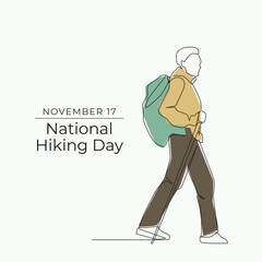 National Hiking Day vector design template good for celebration usage. National Hiking Day design. Continuous line drawing. eps 10.