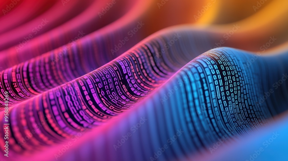 Poster a colorful abstract image of a wave pattern, ai