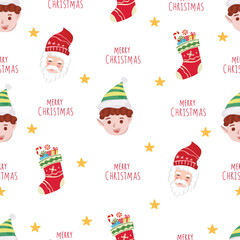 Santa claus seamless pattern background.
