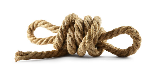 Hemp rope with loops isolated on white