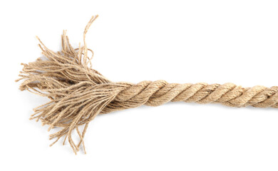 Hemp rope isolated on white, top view