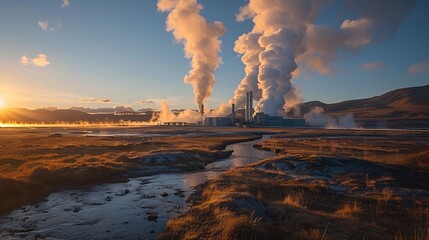 Geothermal power plant  in mountains