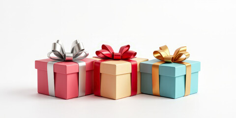 Obraz premium gift boxes with a red bow on a white background