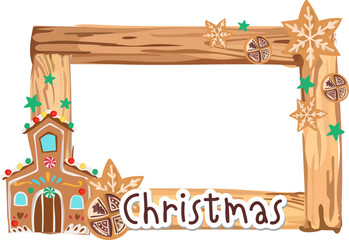 Christmas frame with dessert illustration on transparent background.

