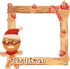 Christmas frame with dessert illustration on transparent background.
