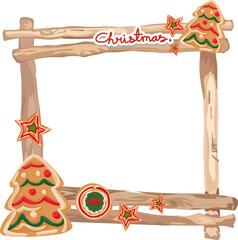 Christmas frame with cookie illustration on transparent background.
