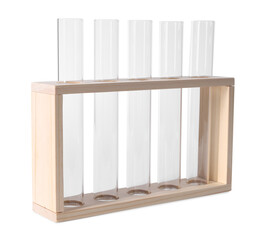 Stand with empty test tubes isolated on white