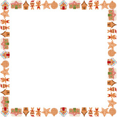 Christmas cookies square frame illustration on transparent background.
