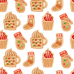 Christmas baked seamless pattern background.
