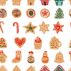 Christmas biscuit seamless pattern background.
