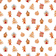 Christmas cookie seamless pattern background.
