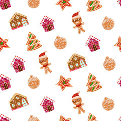 Christmas biscuit seamless pattern background.
