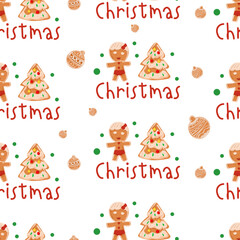 Cartoon christmas cookie seamless pattern background.
