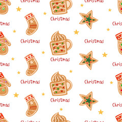 Christmas cookie seamless pattern background.
