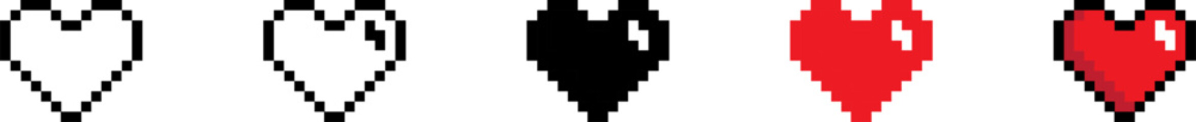 Pixel Hearts Icon Set. Pixel Hearts Collection. Vector Graphics