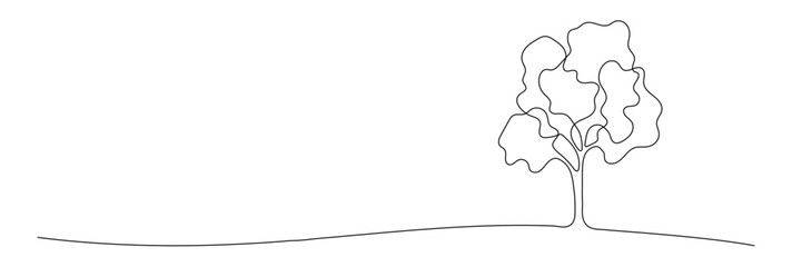 Tree vector illustration in one continuous editable line drawing style. Editable stroke