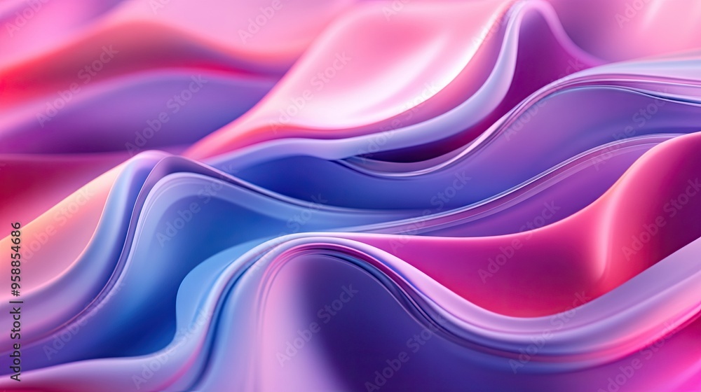 Fototapete 3d abstract background with fluid, wave-like patterns in gradient colors, creating a sense of depth 