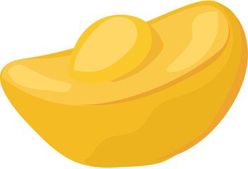 Chinese gold ingot illustration on transparent background.
