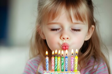 Little Girl Blowing Out Birthday Candles
