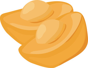 Chinese gold ingot illustration on transparent background.
