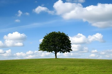 Fototapeta premium Green Tree on Green Grass Under Blue Sky