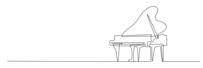 Piano vector illustration in one continuous editable line drawing style. Editable stroke