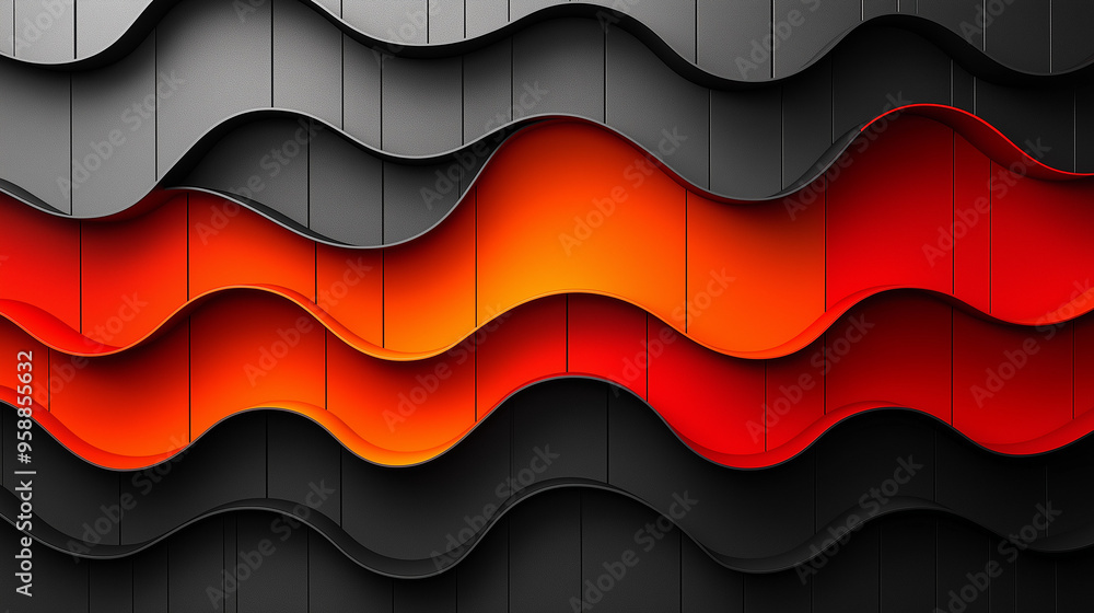 Aufkleber dynamic waves of orange and black create an abstract design that evokes energy and movement