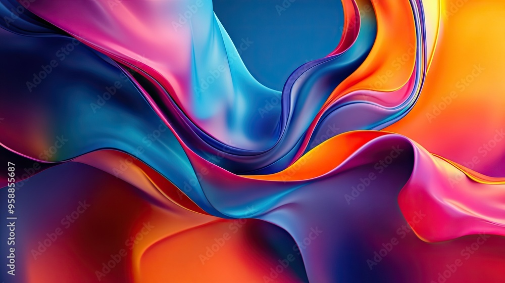 Aufkleber 3d abstract design featuring vibrant, flowing colors blending together in a dynamic fluid motion, cr